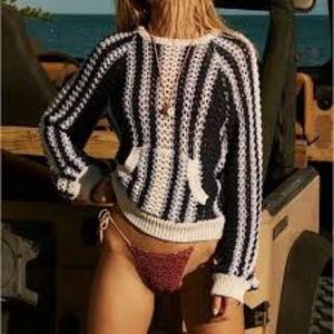 FP Movement by Free People Navy and White Knit Sweater